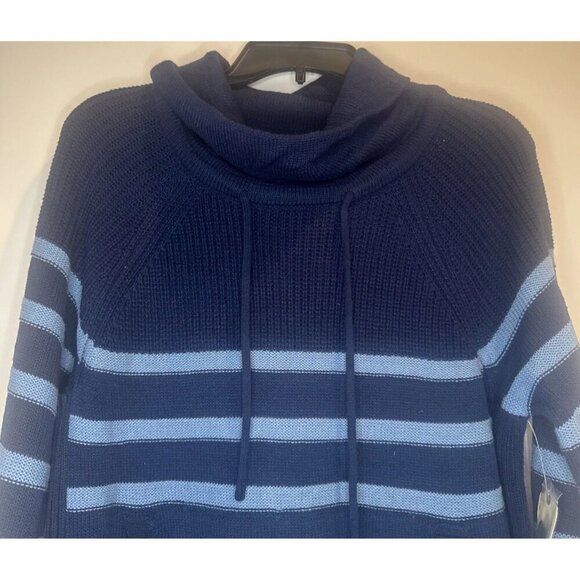 St Johns Bay Women’s Blue Pullover Sweater Cowl Neck Drawstring Pockets Sz M NEW - Picture 2 of 10